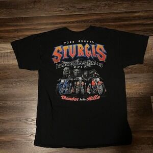Vintage 2013 Sturgis Y2K Graphic T-Shirt Mens Size Large "Thunder In The Hills"